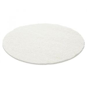 Image de Life SHAGGY Rond - Tapis Uni Rond 80 x 80cm - 100% Polypropylène 30mm - Blanc Ivoire