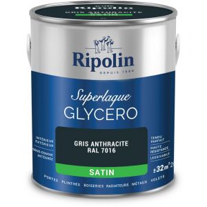 Ripolin Peinture Couleur Superlaque Glycéro 2en1 Satin - 2L - Gris Anthracite ral 7016