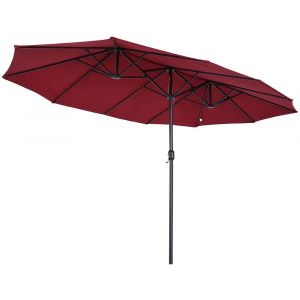 Parasol double 4.50 x 2.65 x h2.4 m TWIN Aluminium Toile polyester Bordeaux KZ GARDEN