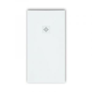 Stano Receveur de douche 90 x 190 cm extra plat PURE en résine surface ardoisée blanc Grille blanche