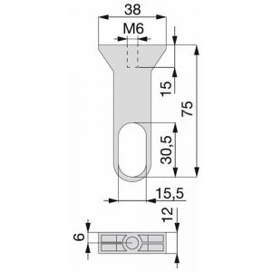 Emuca Support milieu pour tube de penderie 30x15