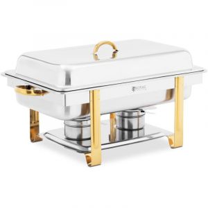 Royal Catering Chafing dish - gn 1/1 - accents dorés - 9 l - 2 brûleurs chafing dish professionnel chafing dish rond