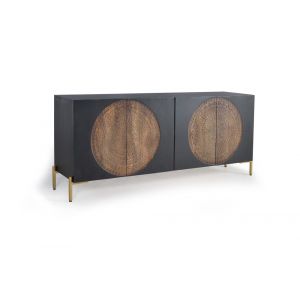 Bahut Bois, Fer Noir 173x45x77cm - Bois-Fer