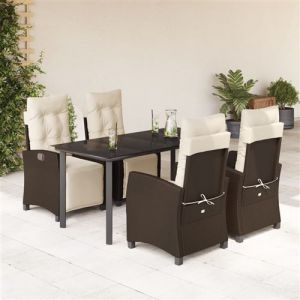 VidaXL Ensemble à manger de jardin 5 pcs et coussins marron poly rotin