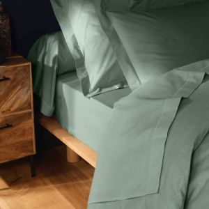Drap housse 140x190 cm - Bonnet 30 cm - 100% coton - Sauge