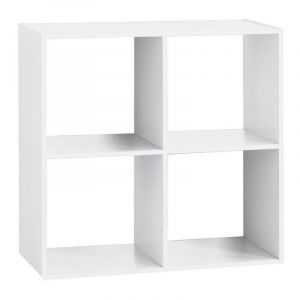 Pegane Etagere avec 4 cases en panneaux de particules coloris blanc - Longueur 67 x Profondeur 32 x Hauteur 67 cm -