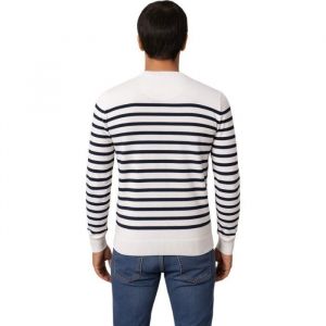 Bill Tornade Pull marini&egrave;re col rond Mariniere Blanc Homme
