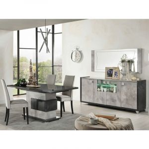 Image de Altobuy HOFFMAN Ensemble Buffet 4P avec Miroir + Table Repas à Pied Central