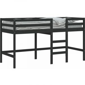 VidaXL Lit mezzanine enfants échelle 90x190 cm bois pin massif 959312 - Noir