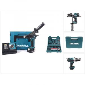 Makita DHP 458 RF1J Akku Perceuse-visseuse à percussion sans fil 18V 91Nm + 1x Batterie 3,0Ah + Chargeur + 100 pièces de Faises