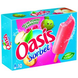 Image de Oasis Sorbet pêche pomme framboise - Les 10 bâtonnets de 50ml