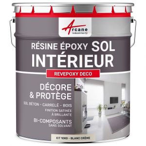 Arcane industries PEINTURE EPOXY SOL - REVEPOXY DECO - Blanc Cass&eacute; - Cr&egrave;me - RAL 9001 - 10 kg (jusqu'&agrave; 50 m&sup2; en 2 couches)