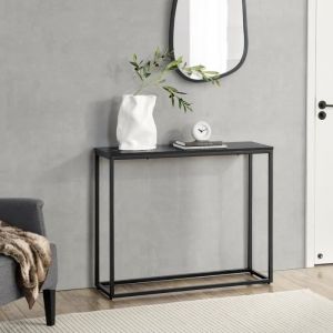 Table console Kittilä 80 x 100 x 30 cm noir et imitation marbre