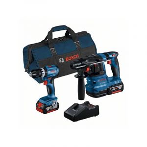 Bosch Professional combo-kit GSB 18V-45 + GBH 18V-22 (avec 2 batteries 4,0 Ah, chargeur GAL 18V-40, dans sac à outils)