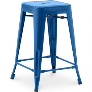 Tabouret de bar Bistrot Metalix Design Industriel en Métal - 60 cm - Nouvelle Edition Bleu foncé 40 Bleu Foncé
