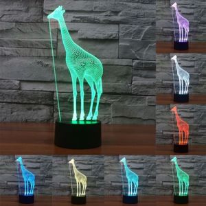 Yonis Lampe Décorative 3D Girafe Luminaire LED 7 Couleurs Tactile ABS