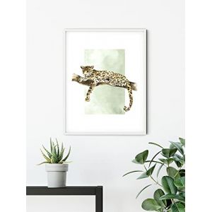 Komar Affiche d'art Lazy Leopard - Taille: 30 x 40 cm - coloré