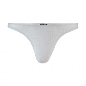 Image de Bruno Banani Hommes String - Check Line 2.0, Sous-Vêtements, Tanga, Polyamide, Logo, Carreaux, Uni Blanc 2xl (Xx-Large)