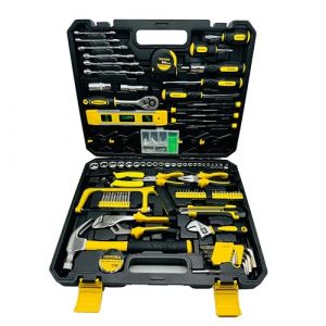 Nemura Malette outils de 168pcs - Douilles, pinces, tournevis, marteau, cl&eacute;s, scie, embouts - Chrome Vanadium - Outils de travail pour Bricolage - Qualit&eacute; Professionnelle -Marque Fran&ccedil;aise