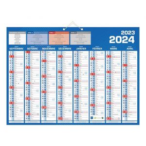 Calendrier bancaire année civile BOUCHUT Classique 16 Mois 405 x 55 cm coloris bleu