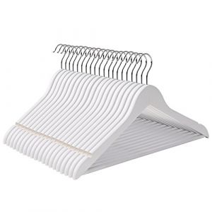 Songmics 50 x cintres en &eacute;rable, avec rainures et Barre de Pantalon, Rotation &agrave; 360 degr&eacute;s, Blanc CRW03W-50