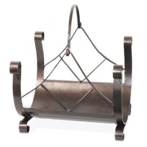 Porte bûches avec poignée en fer forgé enduite de poudre 40 x 32 x h45 cm 604