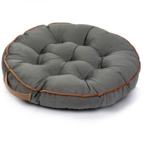 Paco Home Coussin De Sol Coussin Assise Diverses Couleurs Intérieur Coussin Doux Décoratif Rond Uni Yoga Méditation, Couleur:Anthracite, Dimension:58x58x6cm