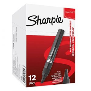 Sharpie Marqueurs permanents - pointe biseautée - noir - lot de 12