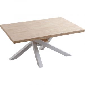 Pegane Table à manger rectangulaire en bois coloris chêne nordique pieds blanc - Longueur 160 x profondeur 100 x hauteur 76 cm -
