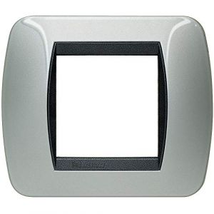 Bticino Placque lumineuse 2 modules couleur aluminium hornice noir l4802al