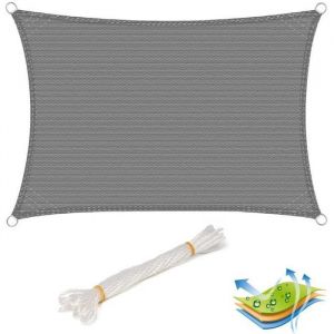 Woltu Voile d’ombrage rectangulaire en HDPE protection contre le soleil avec protection UV pour jardin terr e ou camping 2x4m Gris