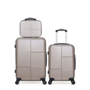 Hero Lot de 3 valises weekend, cabine et vanity abs coronado - beige