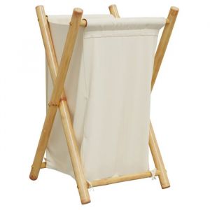 VidaXL Panier à linge blanc crème 41,5x36x63,5 cm bambou