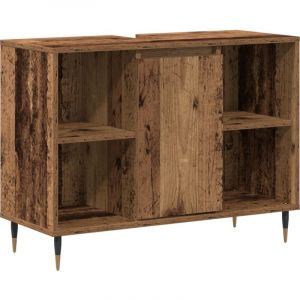 VidaXL Coiffeuse Rustique De Salle De Bain Bois Vieilli Bois Massif Moyen
