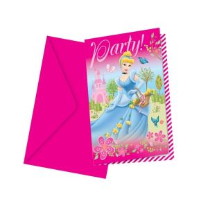 Image de 6 cartes d'invitation avec enveloppes Princesses Disney