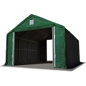 Image de Intent24 TOOLPORT hangar de stockage 6x8 m, porte 4x3,35 m, PVC env.720 g/m², anti-feu vert foncé, statique : terre