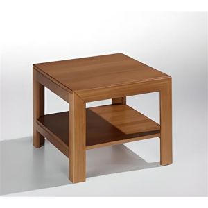 Image de Pegane Table basse rectangulaire avec étagère en pin massif coloris cerisier - Longueur 55 x Profondeur 55 x Hauteur 45 cm - marque