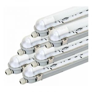 Kit de Réglette LED IP65 + Tube Néon LED 150cm T8 22W (Pack de 6) - Blanc Froid 6000K - 8000K - SILAMP