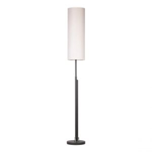 Eleganta Lampadaire LED Intégrée Métal Anthracite Câble en Tissu Noir Abat-jour Lin Beige