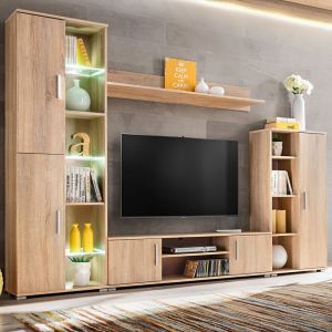 VidaXL Unit&eacute; murale TV avec lumi&egrave;res LED Ch&ecirc;ne sonoma