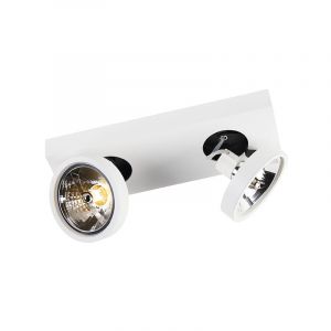 Qazqa Ga - Spot de plafond Moderne - 2 lumi&egrave;re - L 330 mm - Blanc - Moderne - &Eacute;clairage int&eacute;rieur - Salon | Chambre | Cuisine | Salle &agrave; manger