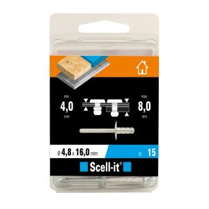 Scell-it Rivet ø4.8 x 16 mm tête large charge max 100kg 15 pièces