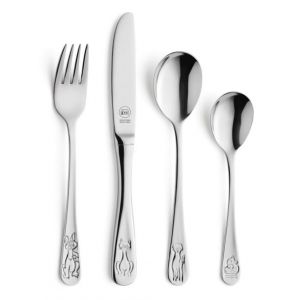 CS Kochsysteme Kids Ensemble de Couverts pour Enfants, 4 pièces dans Une boîte Cadeau, Acier Inoxydable, Couleur : INOX