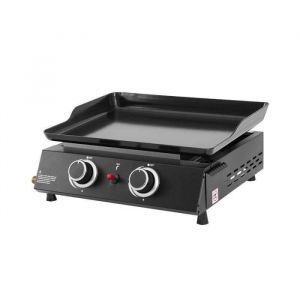 Cooking Box BY FAVEX - Plancha gaz Alma 2 feux - Plaque en acier &eacute;maill&eacute; - 2 br&ucirc;leurs - Piezo m&eacute;canique - Puissance 4,8 KW - Surface de cuisson 44 x