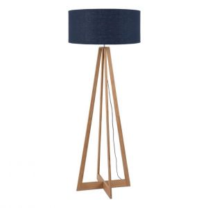 Good & Mojo EVEREST-Lampadaire Bambou & Lin Naturel H127cm Bleu