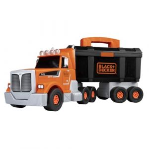 Smoby Black+Decker - Camion Bricolo - Accessoires Inclus - Remorque - Poignée de Transport - Construction de Grue - A Partir de 3 Ans