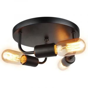 Plafonnier vintage 3 lumières ASCELINA noir 24 cm