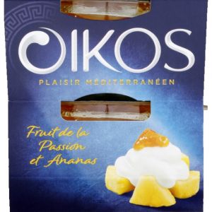 Oikos Sp&eacute;cialit&eacute; laiti&egrave;re sucr&eacute;e a l'ananas et fruits de la passion aromatis&eacute;e