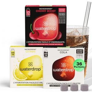 Waterdrop Power-Trio – 36 Würfel mit Vitaminen – Sorten: Zitrone, Cola, Cherry – vegan & zuckerfrei