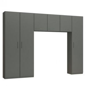 Image de Inside75 Ensemble de rangement pont 3 portes gris graphite mat largeur 300 cm - gris